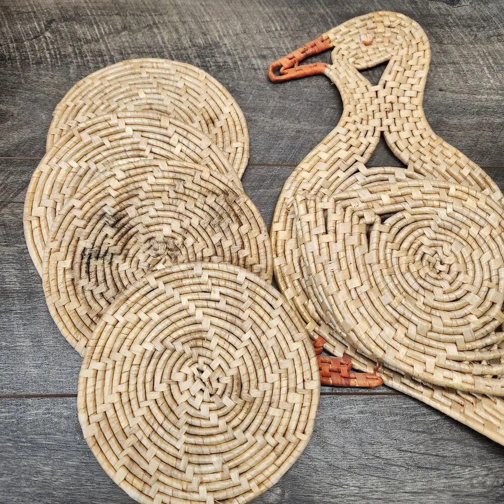 Vintage Rattan Duck Trivet Holder Wall Hanging 14